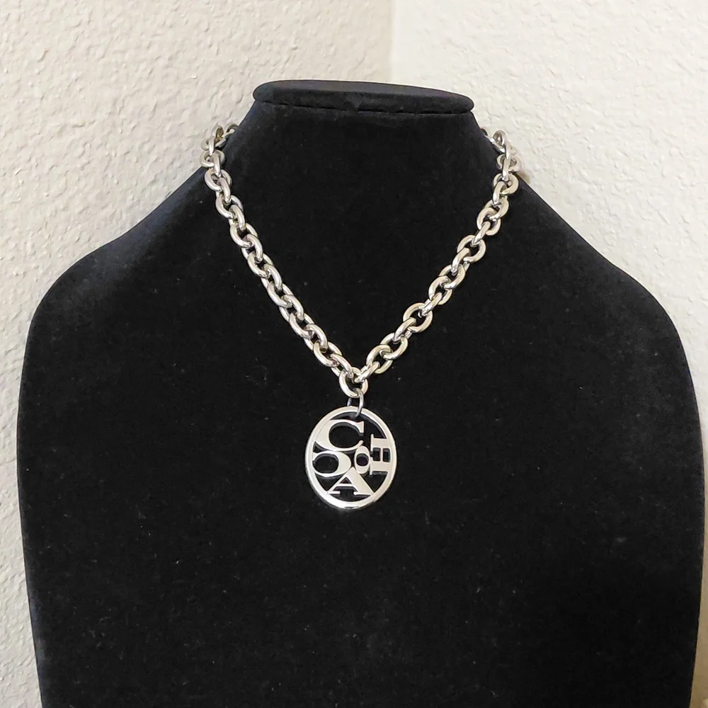 Coach Silver Logo Choker Necklace - Picture 1 of 5